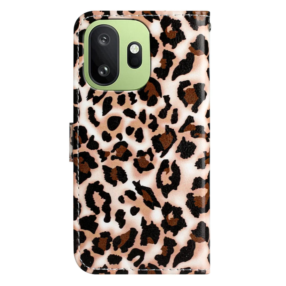 For OnePlus 15T 5G Wallet Case  Printed Pattern PU Leather Stand Phone Cover with Strap - Leopard Print - 2