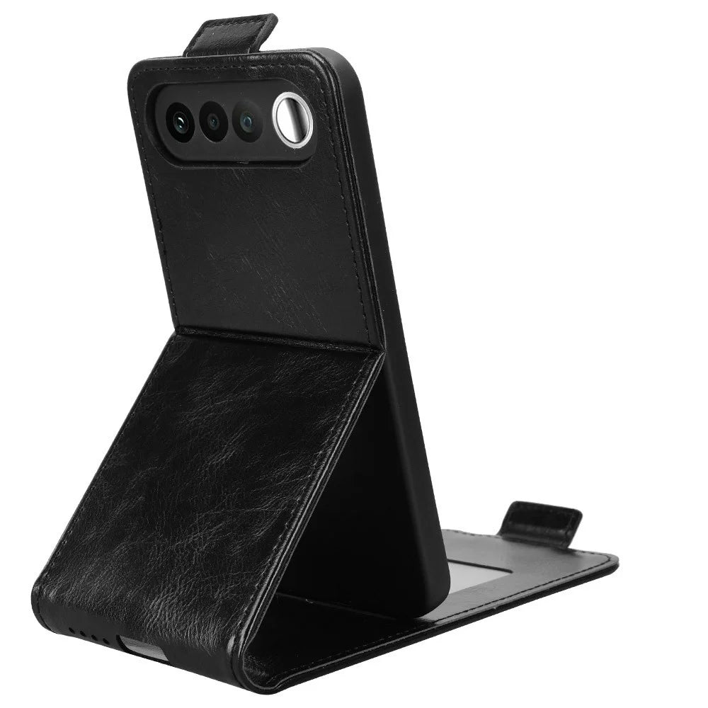 For Realme 16 5G Stand Case Magnetic Clasp Vertical Flip Leather Phone Cover with Card Holder - Black - 4