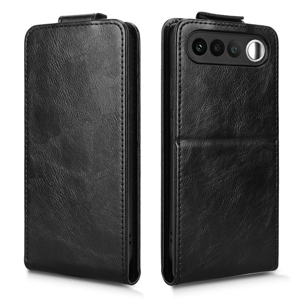 For Realme 16 5G Stand Case Magnetic Clasp Vertical Flip Leather Phone Cover with Card Holder - Black - 5