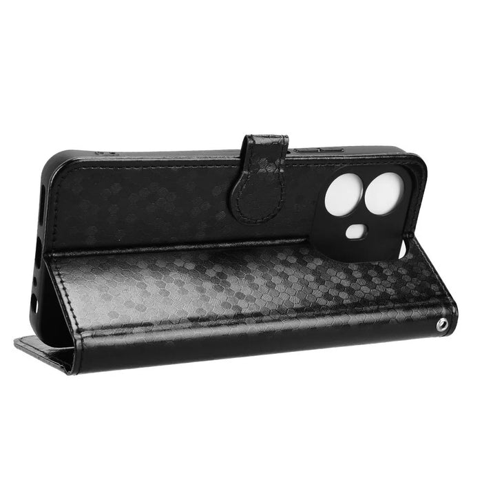 Wallet Case For TCL K70 4G  /  K70 Power 4G Dot Pattern Imprint PU Leather Phone Cover with Wrist Strap - Black - 5