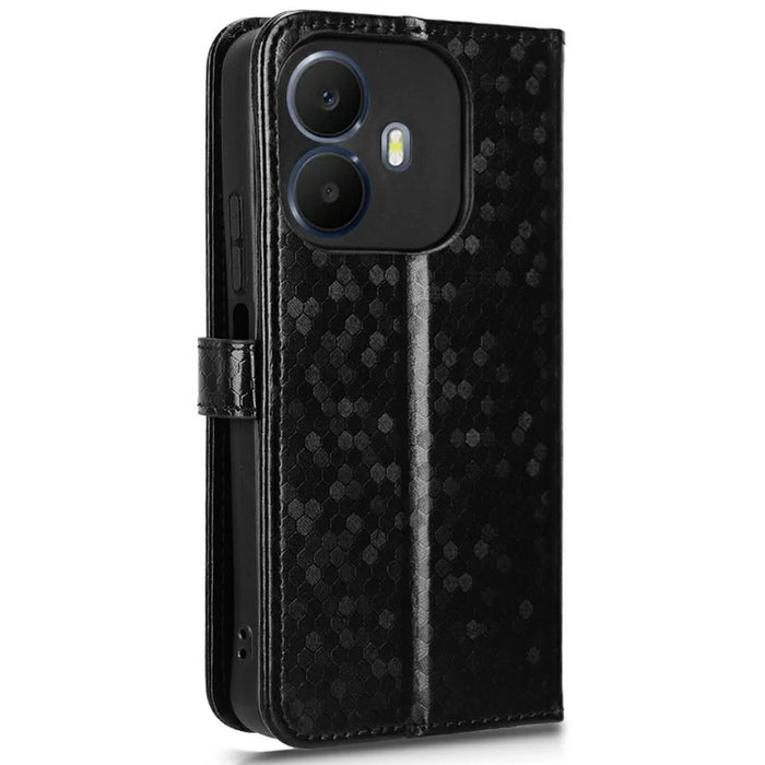 Wallet Case For TCL K70 4G  /  K70 Power 4G Dot Pattern Imprint PU Leather Phone Cover with Wrist Strap - Black - 7