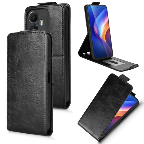 Stand Case For TCL K70 4G  /  K70 Power 4G Magnetic Clasp Vertical Flip Leather Phone Cover with Card Holder - Black - 1