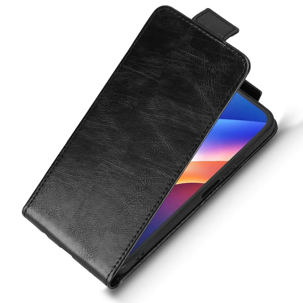 Stand Case For TCL K70 4G  /  K70 Power 4G Magnetic Clasp Vertical Flip Leather Phone Cover with Card Holder - Black - 5