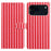For iPhone 18 Pro / 17 Pro Wallet Case Vintage Stripes Leather Stand Flip Phone Cover with Wrist Strap - Red - 1