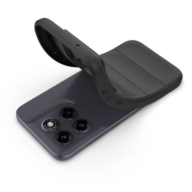 WANLONFENG TPU Case for Motorola Moto G87 5G / G77 5G / G67 5G HD Series Anti Slip Phone Cover with Tempered Glass - Black - 4