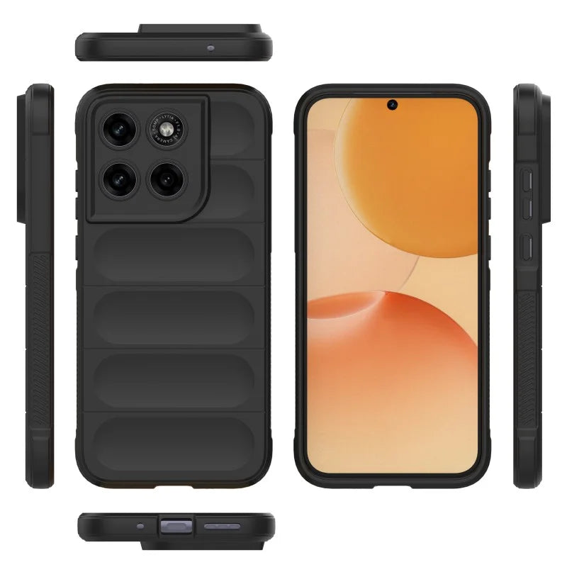 WANLONFENG TPU Case for Motorola Moto G87 5G / G77 5G / G67 5G HD Series Anti Slip Phone Cover with Tempered Glass - Black - 5