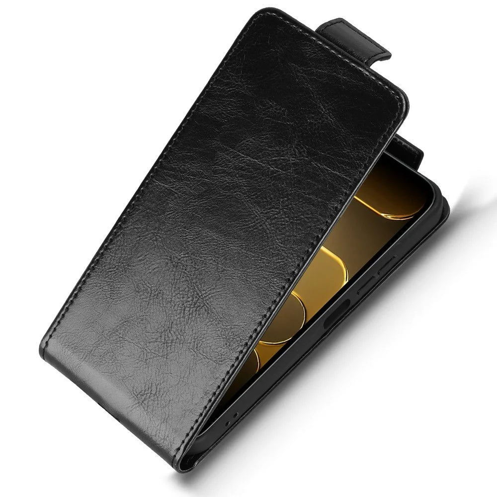 For TECNO Spark 50 4G Stand Case Magnetic Clasp Vertical Flip Leather Phone Cover with Card Holder - Black - 5