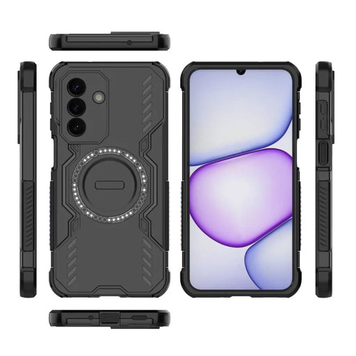 WANLONFENG for Samsung Galaxy A27 5G Magnetic Case  DJ Series PC TPU Phone Cover with 2Pcs Tempered Glass Film - Black - 2