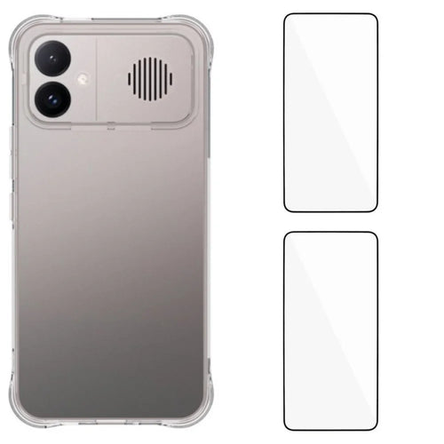 WANLONFENG for Xiaomi Redmi K90 Max 5G WL2 Series TPU Case 2.0mm Phone Cover with 2Pcs Tempered Glass Films - Transparent - 1