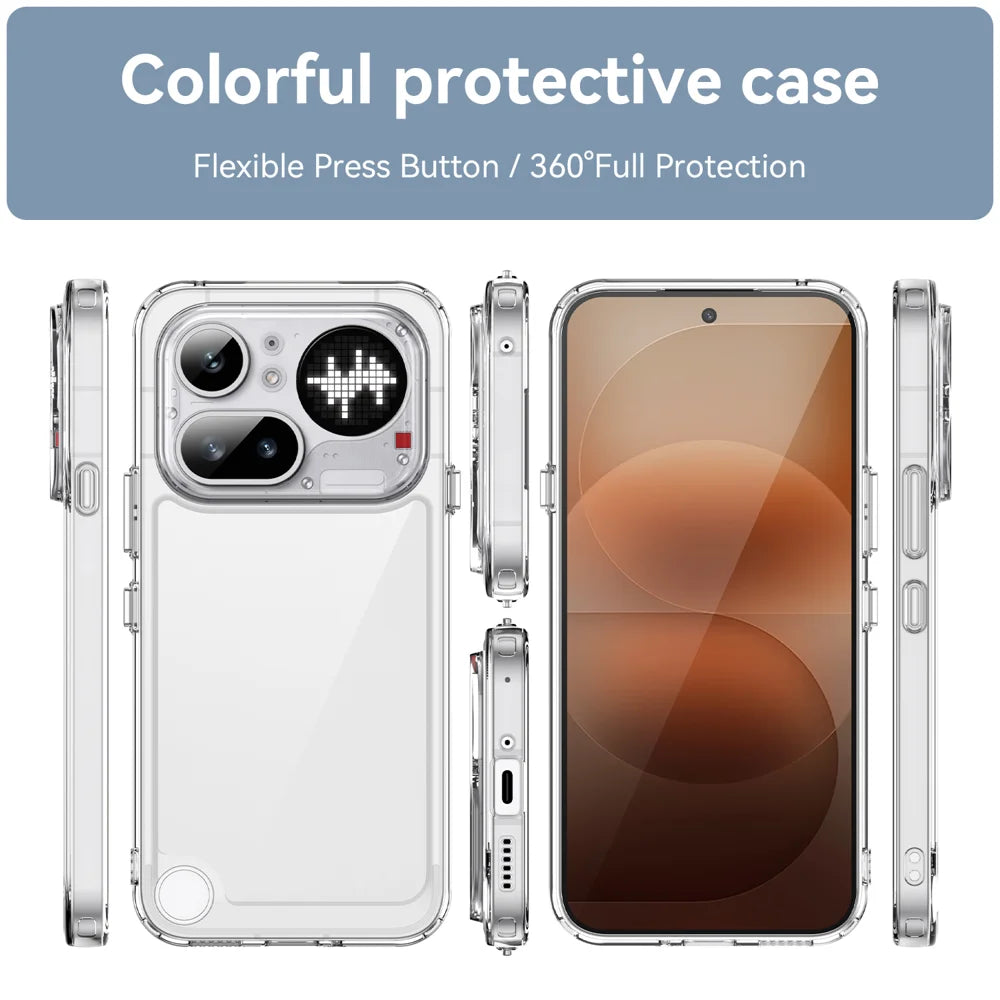 WANLONFENG for Nothing Phone (4a) Pro Back Cover  XC Series TPU Acrylic Phone Case with Tempered Glass Film - Black - 3