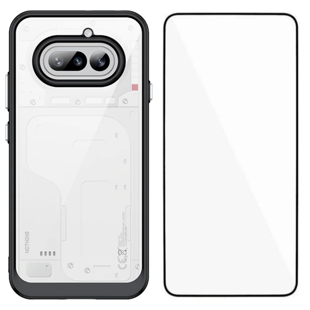 WANLONFENG for Nothing Phone (4a) Phone Case  XC Series TPU Acrylic Cover with Tempered Glass (Big Lens Hole) - Black - 1