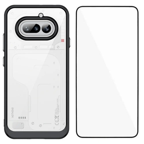 WANLONFENG for Nothing Phone (4a) Phone Case  XC Series TPU Acrylic Cover with Tempered Glass (Big Lens Hole) - Black - 1