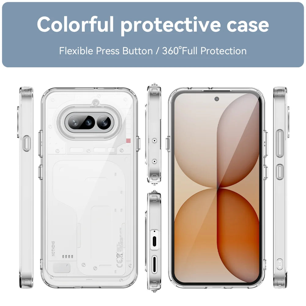 WANLONFENG for Nothing Phone (4a) Phone Case  XC Series TPU Acrylic Cover with Tempered Glass (Big Lens Hole) - Black - 3