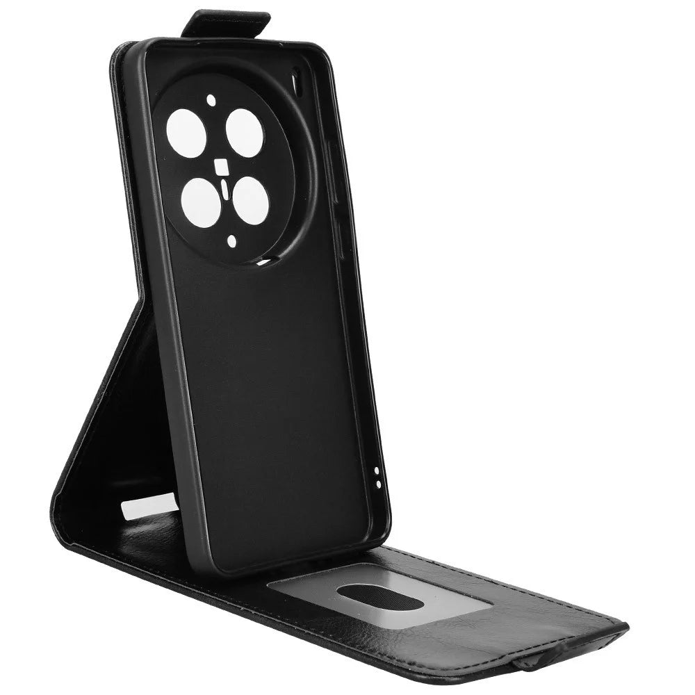 For vivo X300 Ultra 5G Stand Case Magnetic Clasp Vertical Flip Leather Phone Cover with Card Holder - Black - 2