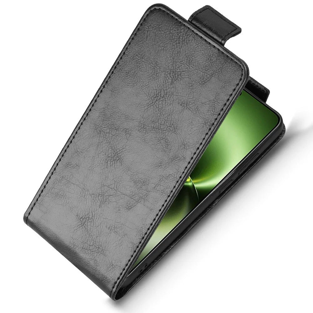 For vivo X300 Ultra 5G Stand Case Magnetic Clasp Vertical Flip Leather Phone Cover with Card Holder - Black - 5