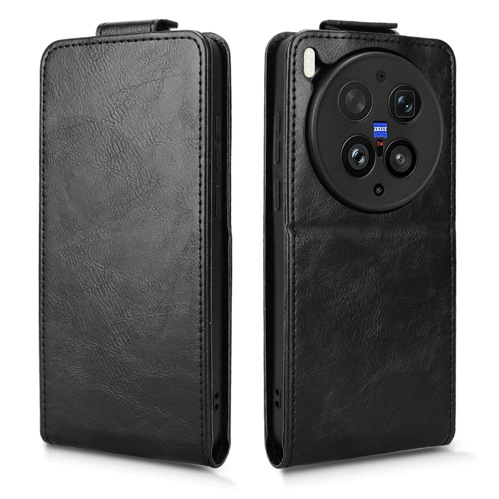 For vivo X300 Ultra 5G Stand Case Magnetic Clasp Vertical Flip Leather Phone Cover with Card Holder - Black - 6