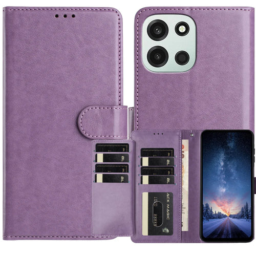 For OnePlus Nord 6 5G / Turbo 6V 5G / Turbo 6 5G  Wallet Phone Case Stand PU Leather Folio Flip Cover with 8 Card Slot - Purple - 1