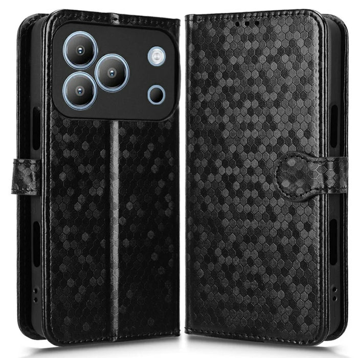 For Blackview Wave 7C Wallet Case Dot Pattern Imprint PU Leather Phone Cover with Wrist Strap - Black - 1