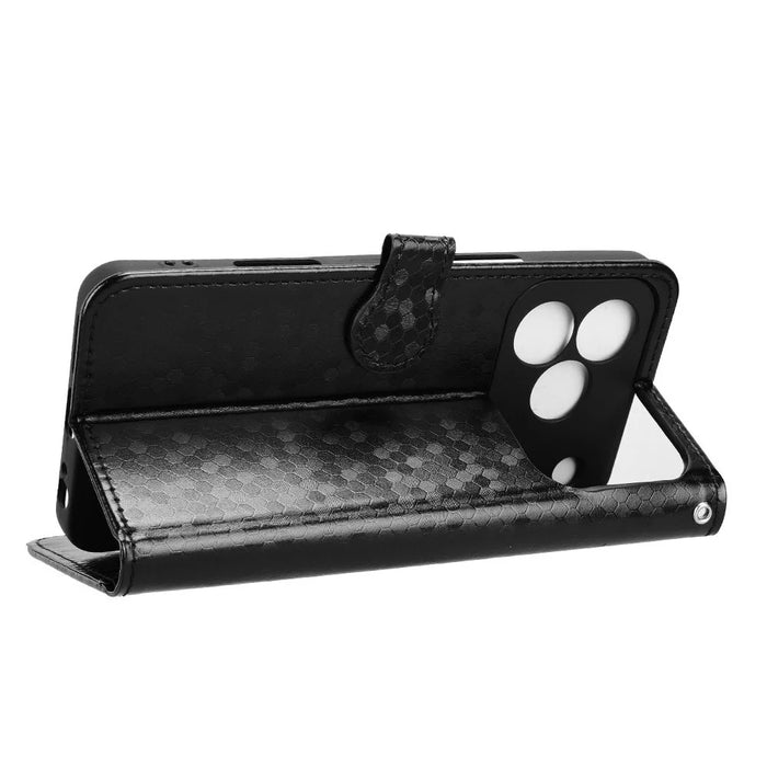 For Blackview Wave 7C Wallet Case Dot Pattern Imprint PU Leather Phone Cover with Wrist Strap - Black - 5