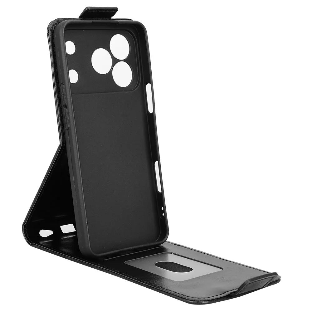 For Blackview Wave 7C Stand Case Magnetic Clasp Vertical Flip Leather Phone Cover with Card Holder - Black - 2