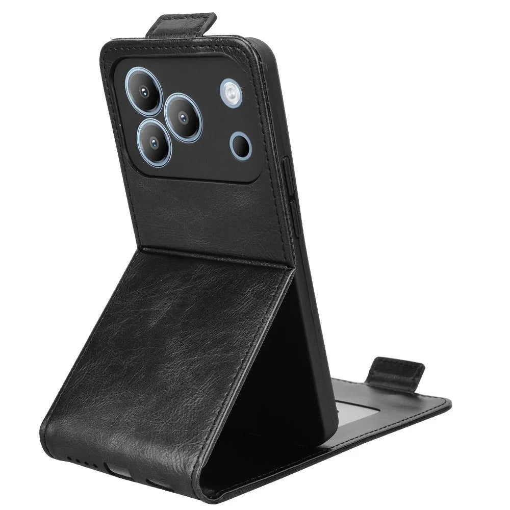 For Blackview Wave 7C Stand Case Magnetic Clasp Vertical Flip Leather Phone Cover with Card Holder - Black - 4