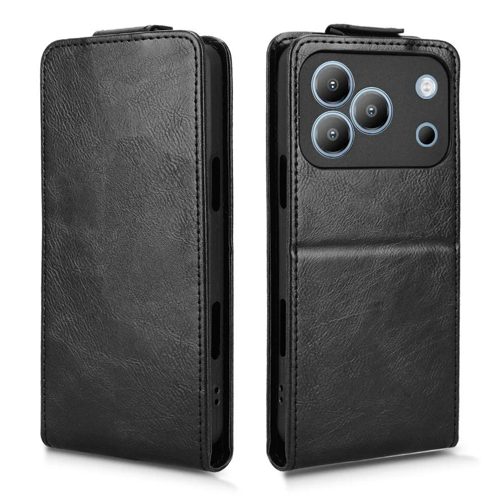 For Blackview Wave 7C Stand Case Magnetic Clasp Vertical Flip Leather Phone Cover with Card Holder - Black - 6