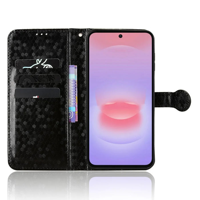 For Samsung Galaxy A27 5G Wallet Case Dot Pattern Imprint PU Leather Phone Cover with Wrist Strap - Black - 2