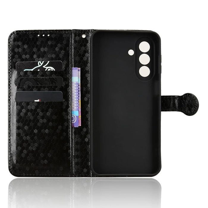 For Samsung Galaxy A27 5G Wallet Case Dot Pattern Imprint PU Leather Phone Cover with Wrist Strap - Black - 4