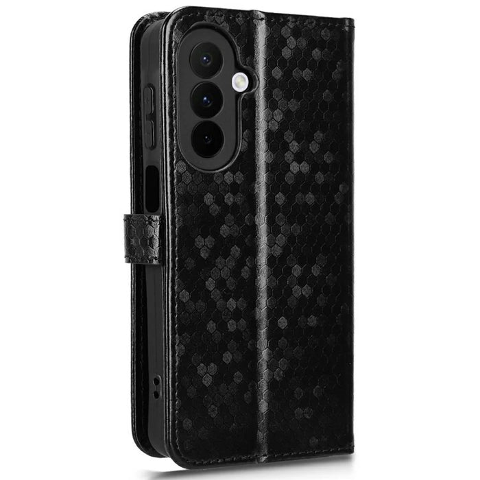 For Samsung Galaxy A27 5G Wallet Case Dot Pattern Imprint PU Leather Phone Cover with Wrist Strap - Black - 7