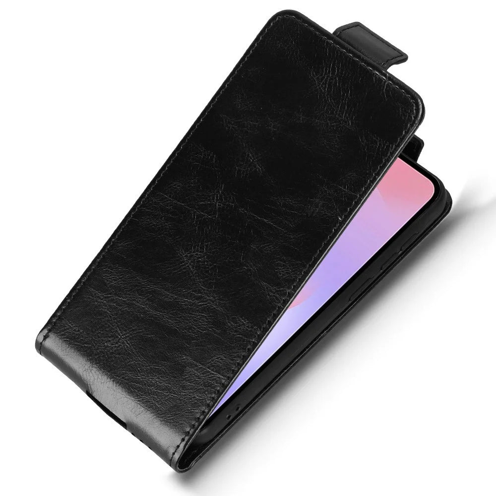 For Samsung Galaxy A37 5G Stand Case Magnetic Clasp Vertical Flip Leather Phone Cover with Card Holder - Black - 5