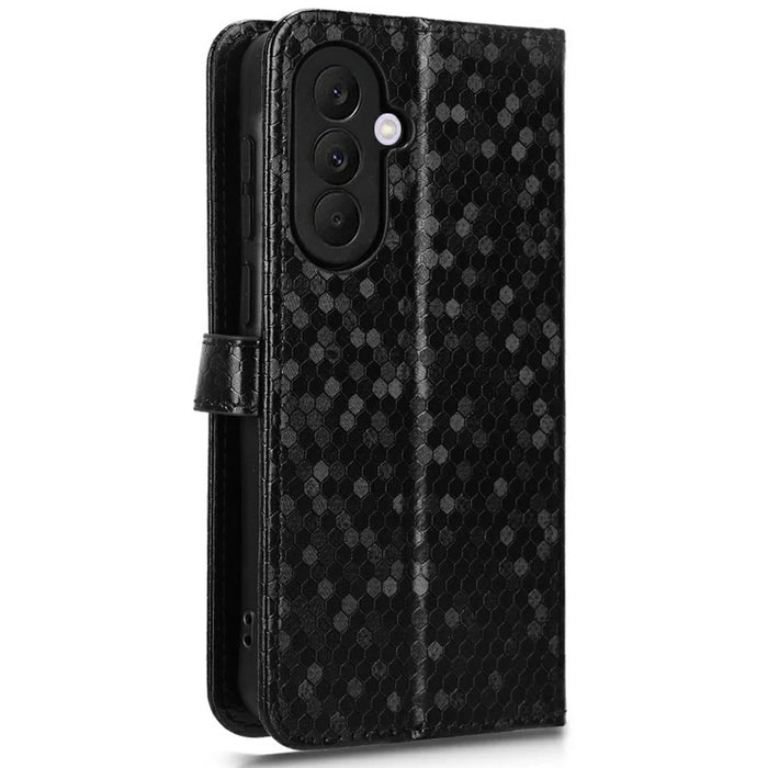 For Samsung Galaxy A57 5G Wallet Case Dot Pattern Imprint PU Leather Phone Cover with Wrist Strap - Black - 7
