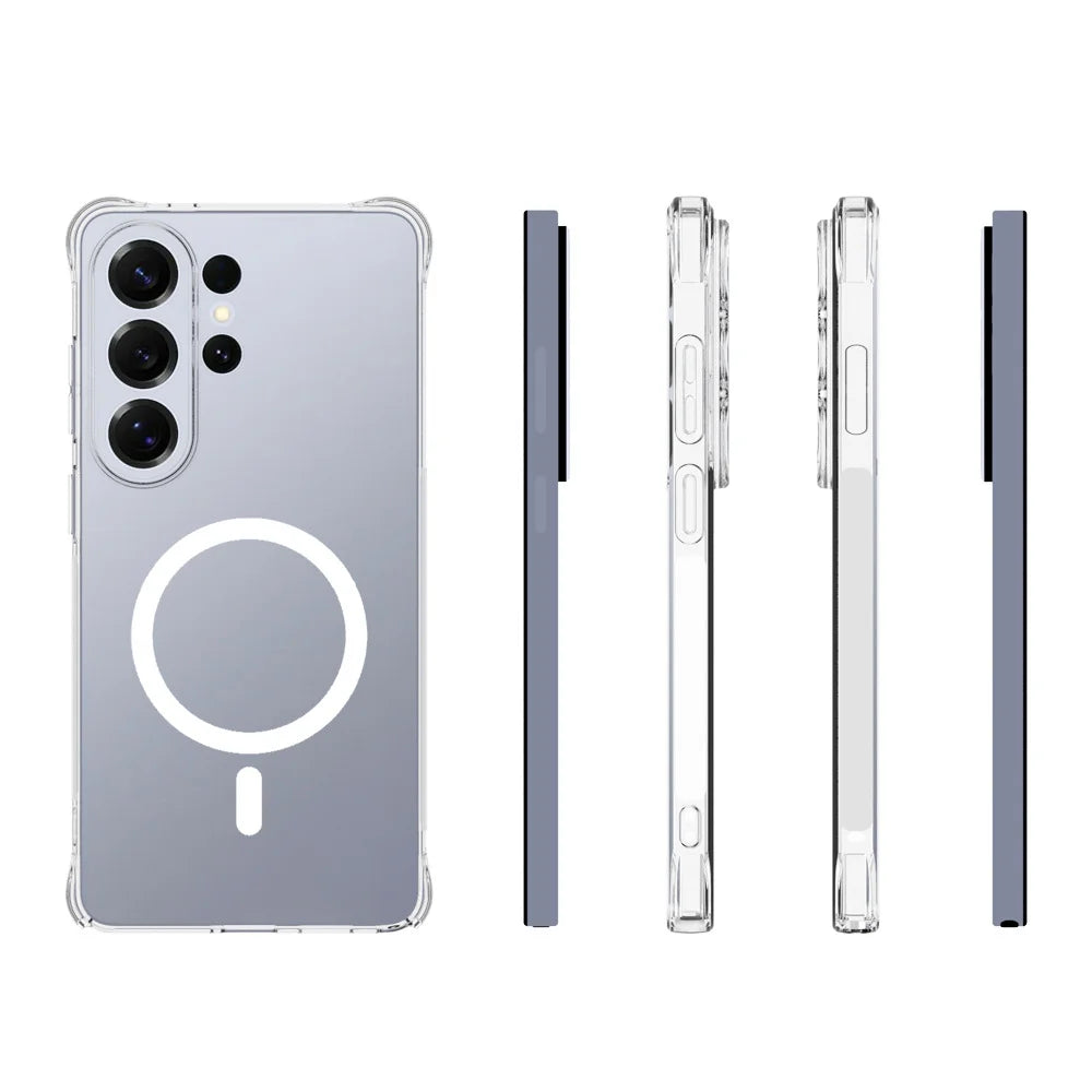 WANLONFENG for Samsung Galaxy S26 Ultra WL1 Series 2.0mm Magnetic Case Clear TPU Phone Back Cover with 2Pcs Screen Films - Transparent - 6