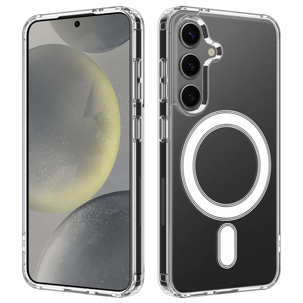 For Samsung Galaxy A27 5G Clear Phone Magnetic Case TPU + Acrylic Back Cover - Clear - 1