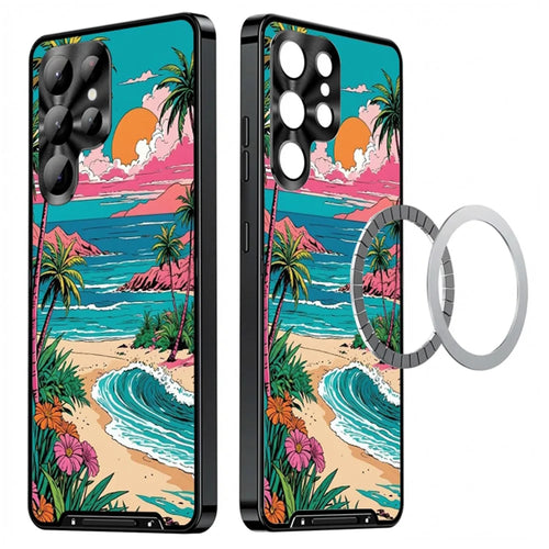 For Samsung Galaxy S26 Ultra Magnetic Case Coastal Seashell Pattern PC+TPU Phone Cover with Lens Film - LK00107-01 - 1