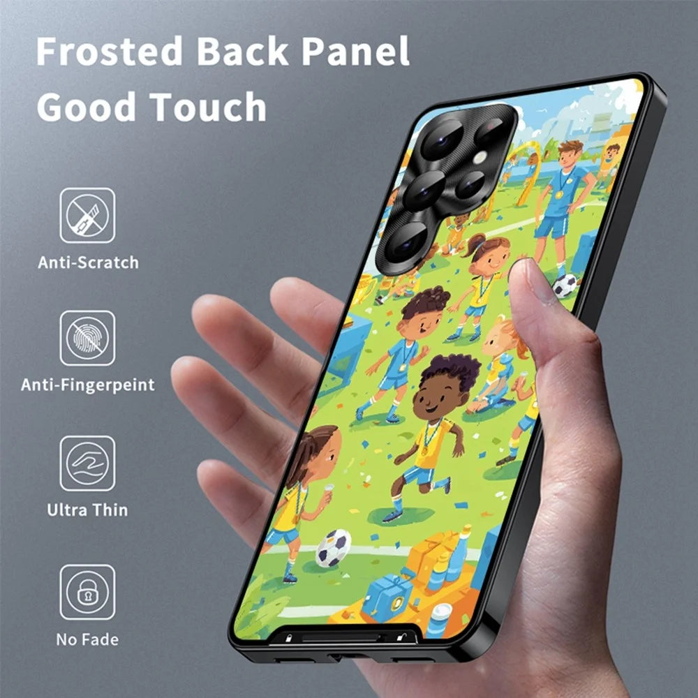 For Samsung Galaxy S22 Ultra 5G Magnetic Case Football Pattern PC+TPU Protective Phone Cover with Lens Film - LK00428-081 - 2
