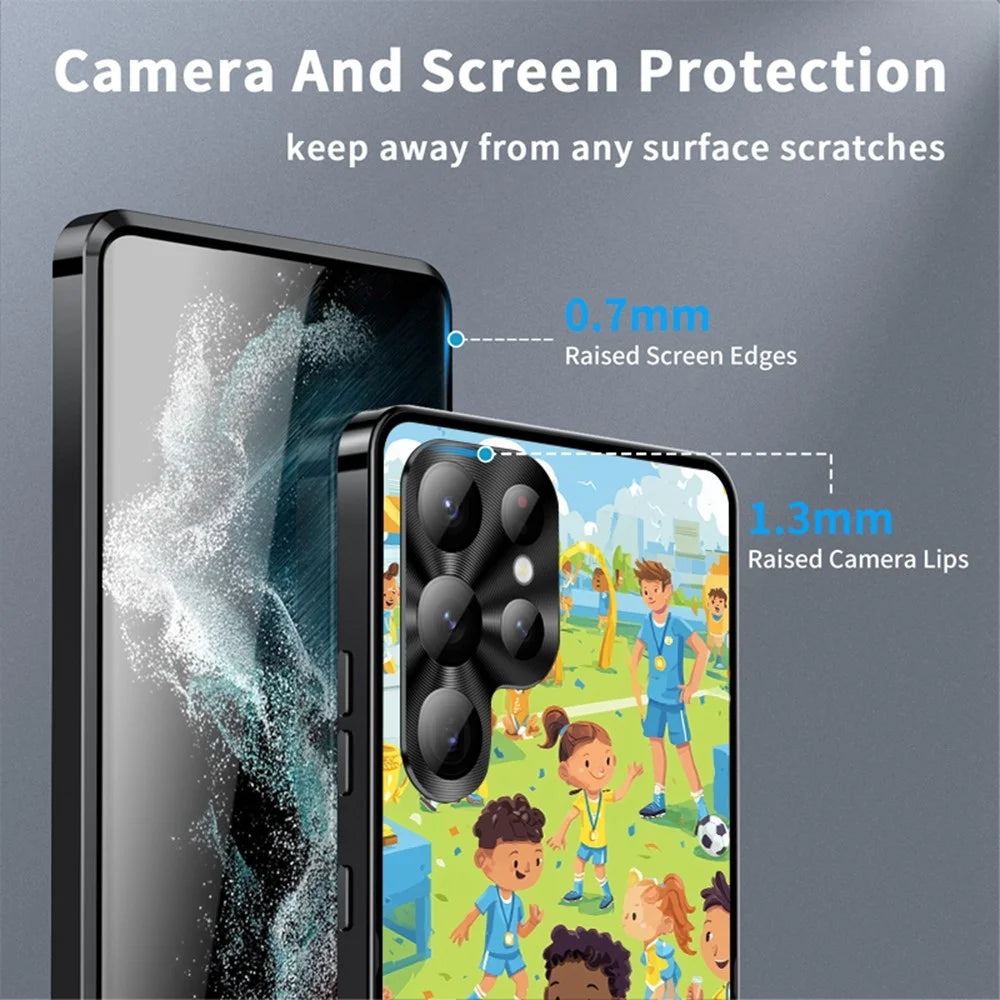For Samsung Galaxy S22 Ultra 5G Magnetic Case Football Pattern PC+TPU Protective Phone Cover with Lens Film - LK00428-081 - 4