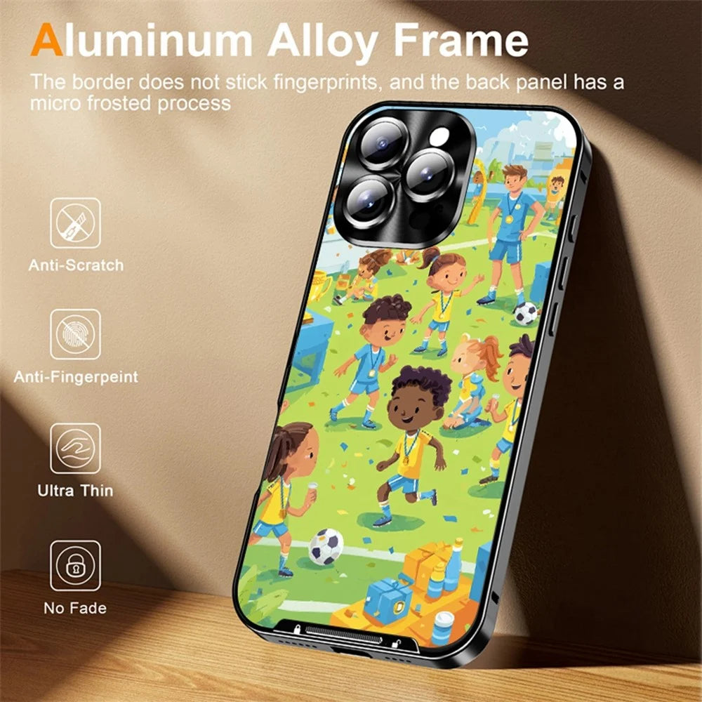 For iPhone 16 Pro Max Magnetic Case Football Pattern PC+TPU Protective Phone Cover with Lens Film - LK00428-081 - 4