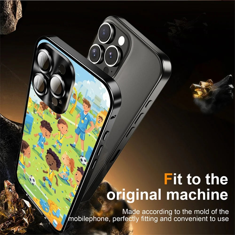 For iPhone 16 Pro Max Magnetic Case Football Pattern PC+TPU Protective Phone Cover with Lens Film - LK00428-081 - 6