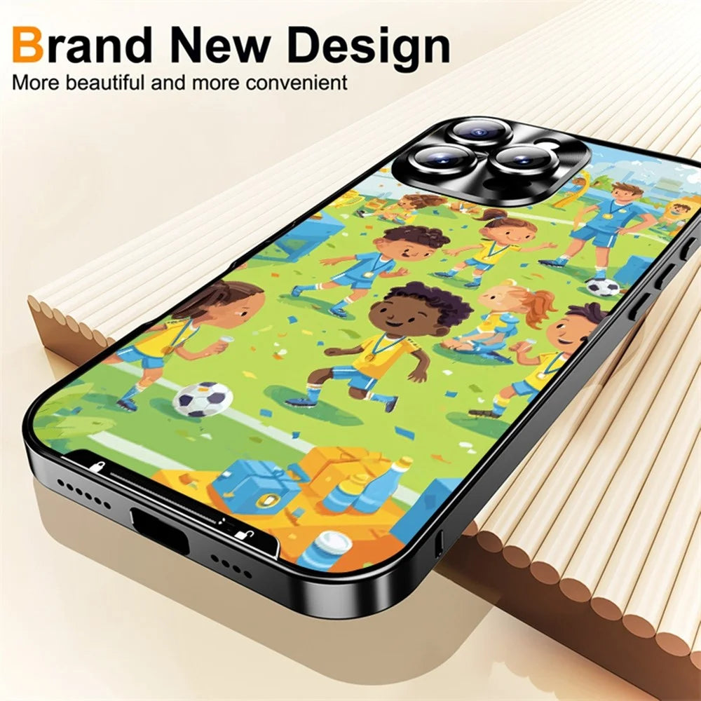 For iPhone 16 Pro Magnetic Case Football Pattern PC+TPU Protective Phone Cover with Lens Film - LK00428-081 - 5