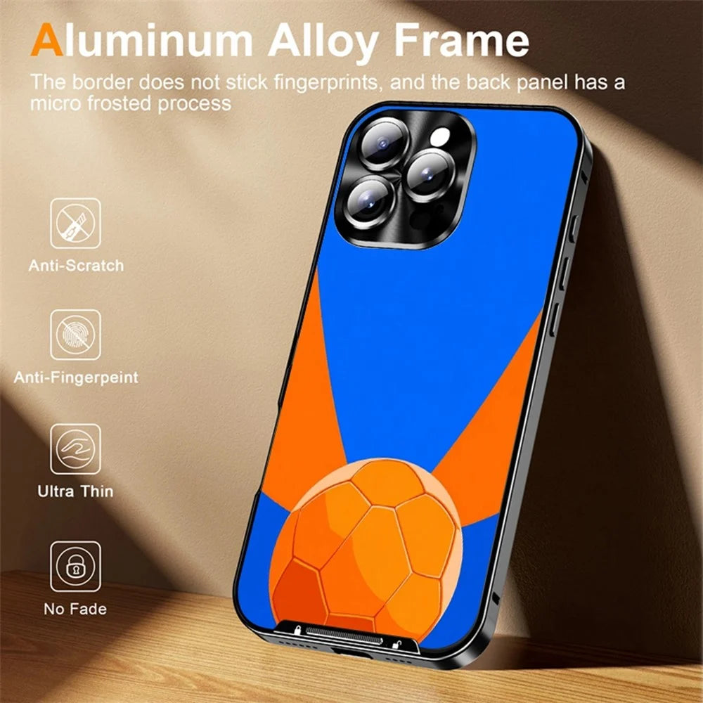For iPhone 16 Pro Max Magnetic Case Football Pattern Print PC+TPU Phone Cover with Lens Film - LK00378-061 - 4