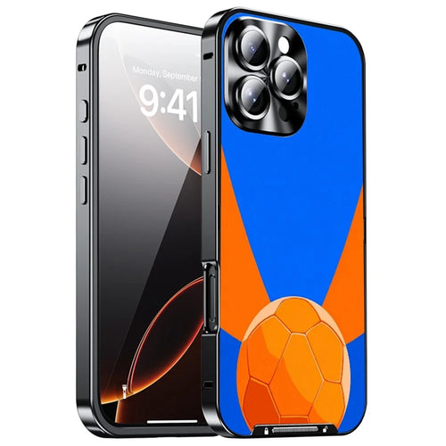 For iPhone 16 Pro Magnetic Case Football Pattern Print PC+TPU Phone Cover with Lens Film - LK00378-061 - 1
