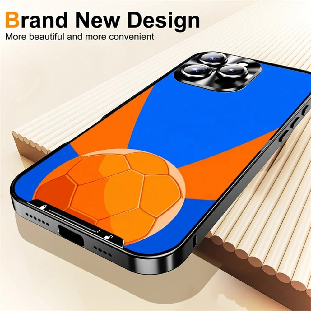 For iPhone 16 Pro Magnetic Case Football Pattern Print PC+TPU Phone Cover with Lens Film - LK00378-061 - 5