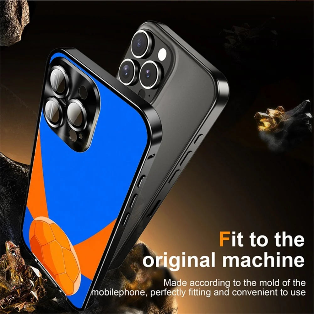 For iPhone 16 Pro Magnetic Case Football Pattern Print PC+TPU Phone Cover with Lens Film - LK00378-061 - 6