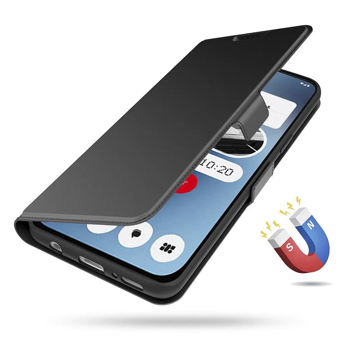For Nothing Phone (4a) Case Shockproof TPU Inner Shell Leather Phone Cover Card Slot - Black - 4