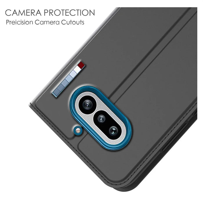 For Nothing Phone (4a) Case PU Leather Phone Cover with Card Holder Stand - Black - 5