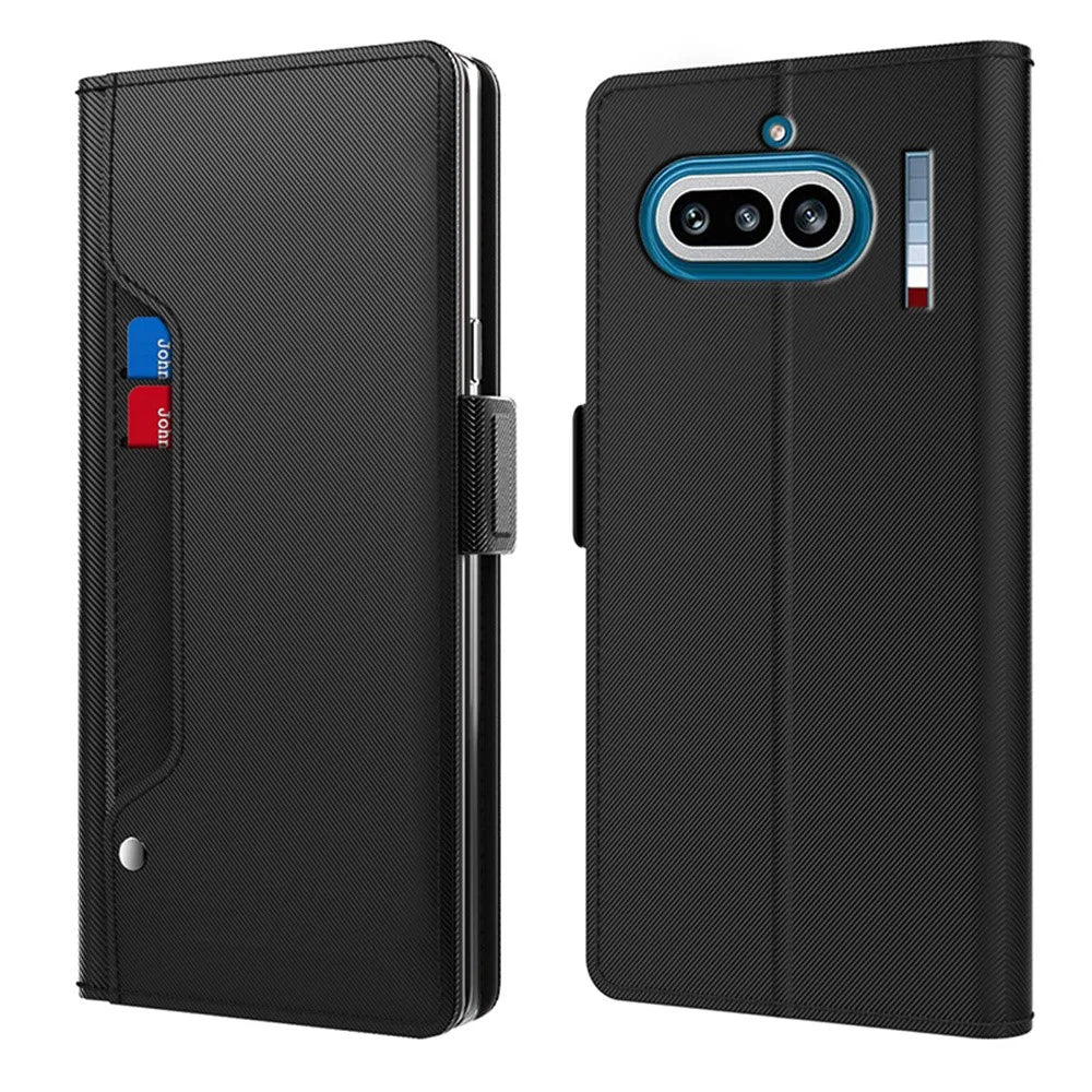 For Nothing Phone (4a) Case PU+TPU Magnetic Flip Phone Cover with Stand - Black - 1