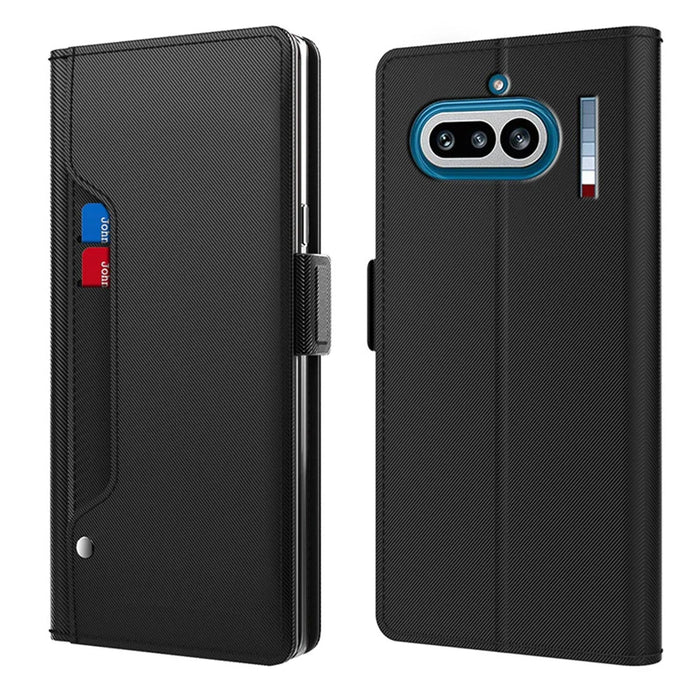 For Nothing Phone (4a) Case PU+TPU Magnetic Flip Phone Cover with Stand - Black - 1