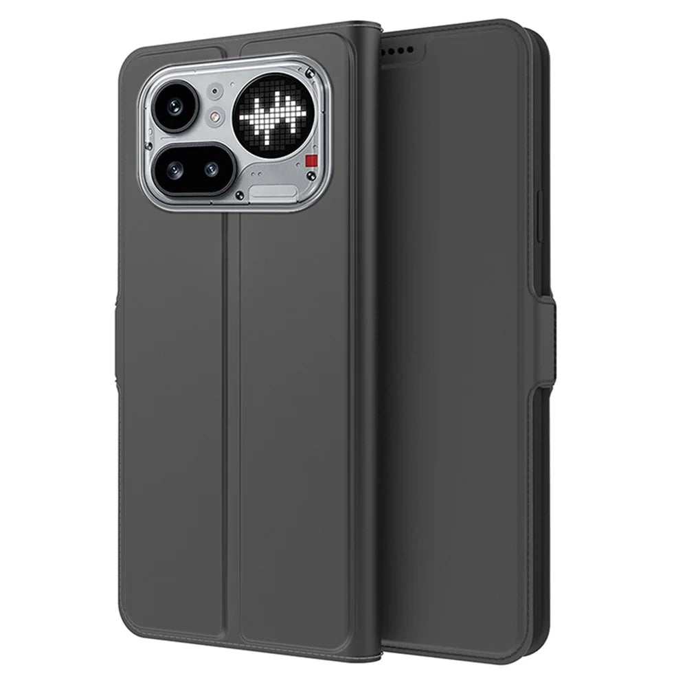 For Nothing Phone (4a) Pro Case Shockproof TPU Inner Shell Leather Phone Cover Card Slot - Black - 1