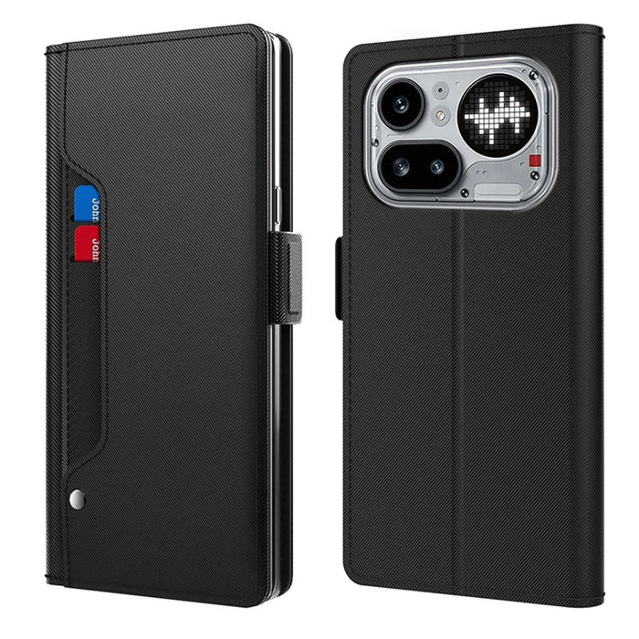 For Nothing Phone (4a) Pro Case PU+TPU Magnetic Flip Phone Cover with Stand - Black - 1