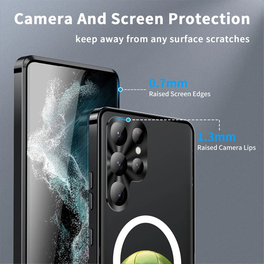 For Samsung Galaxy S25 Ultra Magnetic Case Football Print Pattern PC+TPU Phone Cover with Lens Film - LK00346-041 - 4